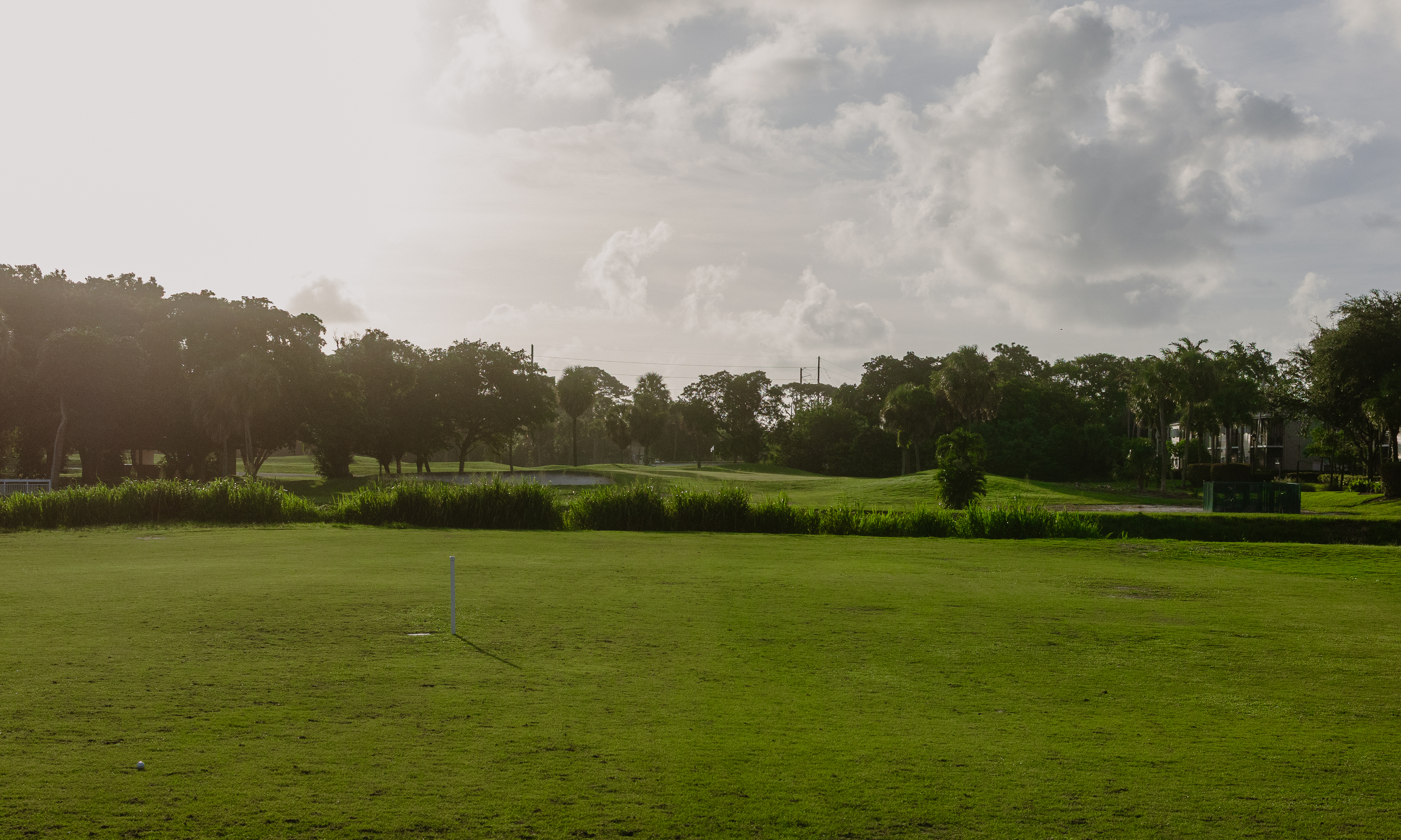 Par 5 approach shot with stream in front