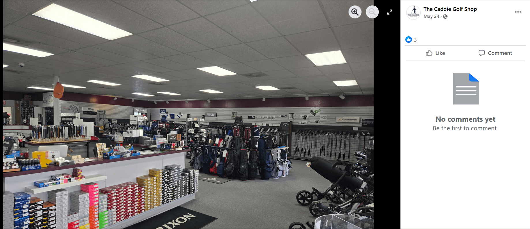 a view of the iside of the Caddie Golf shop from their Facebook account