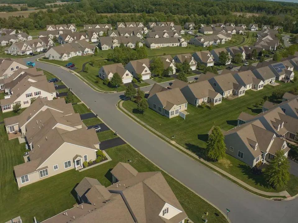 View of suburban houses that all look the same
