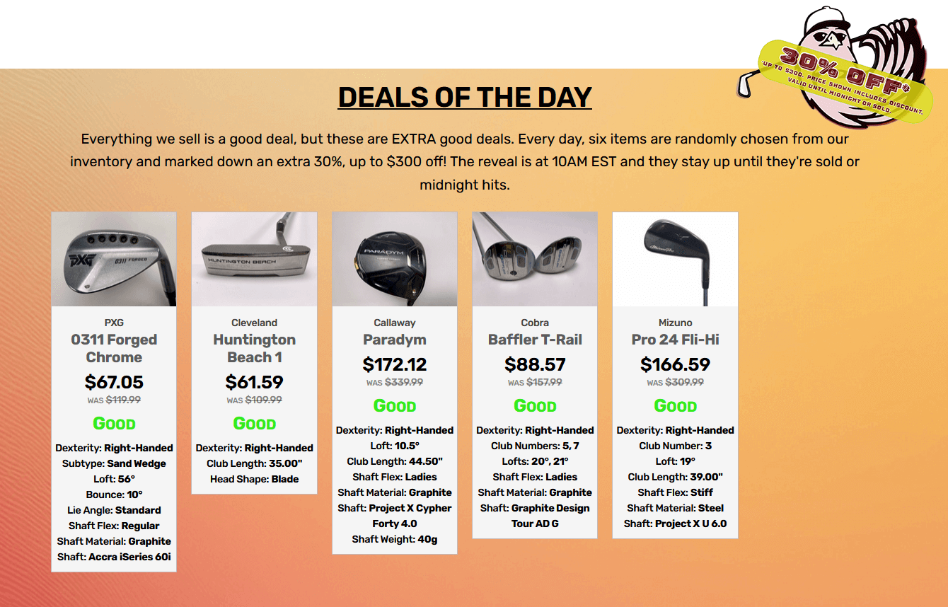 Deals of the Day screenshot from StickHawk.com
