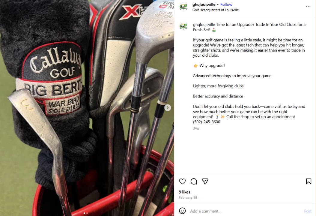 golf headquarters instagram post