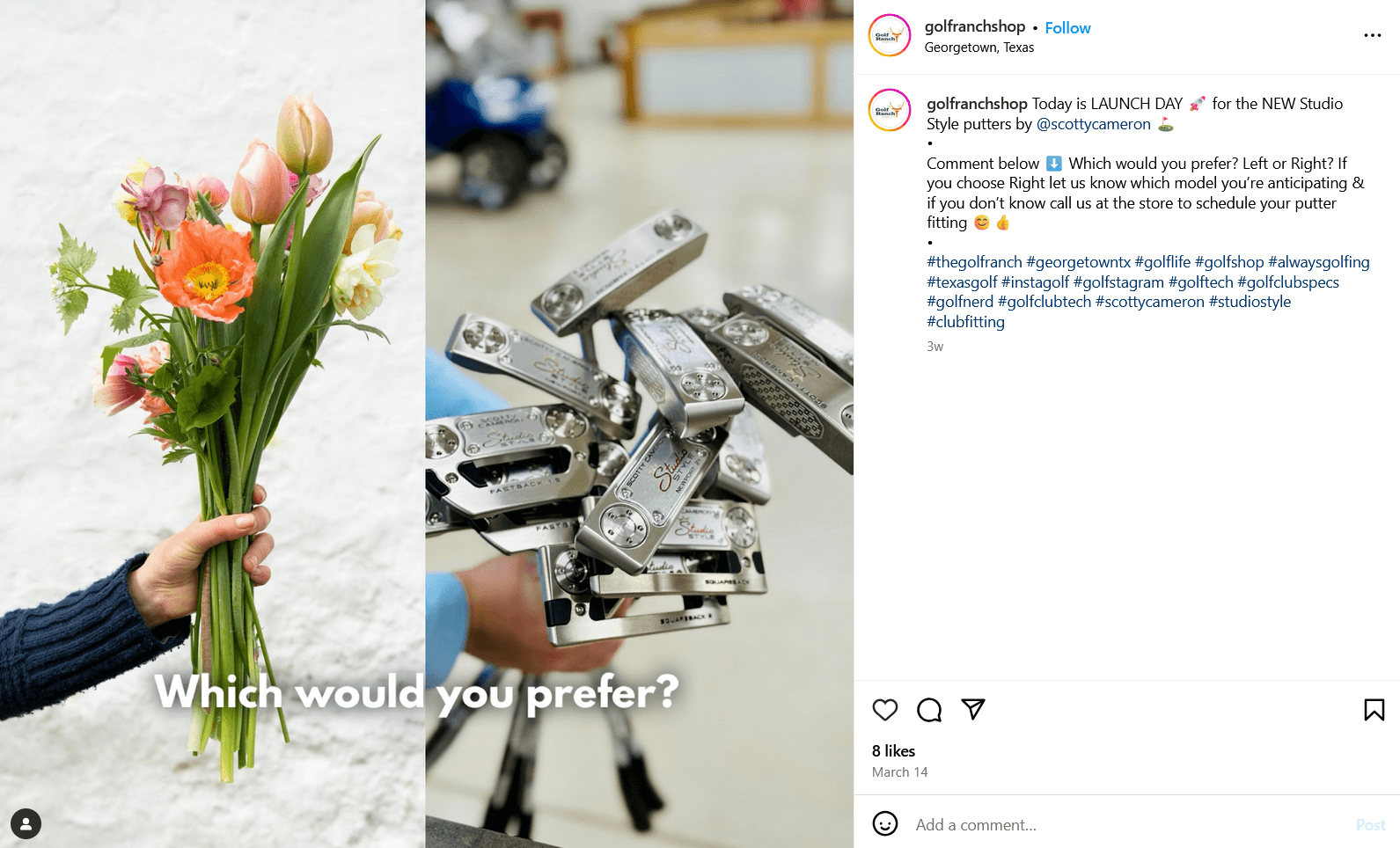 a screenshot from the golf ranch's Instagram account