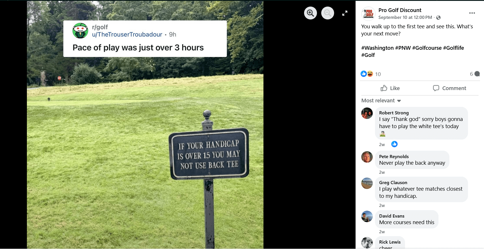 screenshot of a golf green from the Pro Golf Discount Instagram page