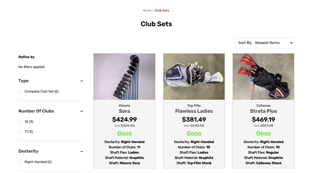 used golf club sets for sale in Cincinnati at Stickhawk's online store