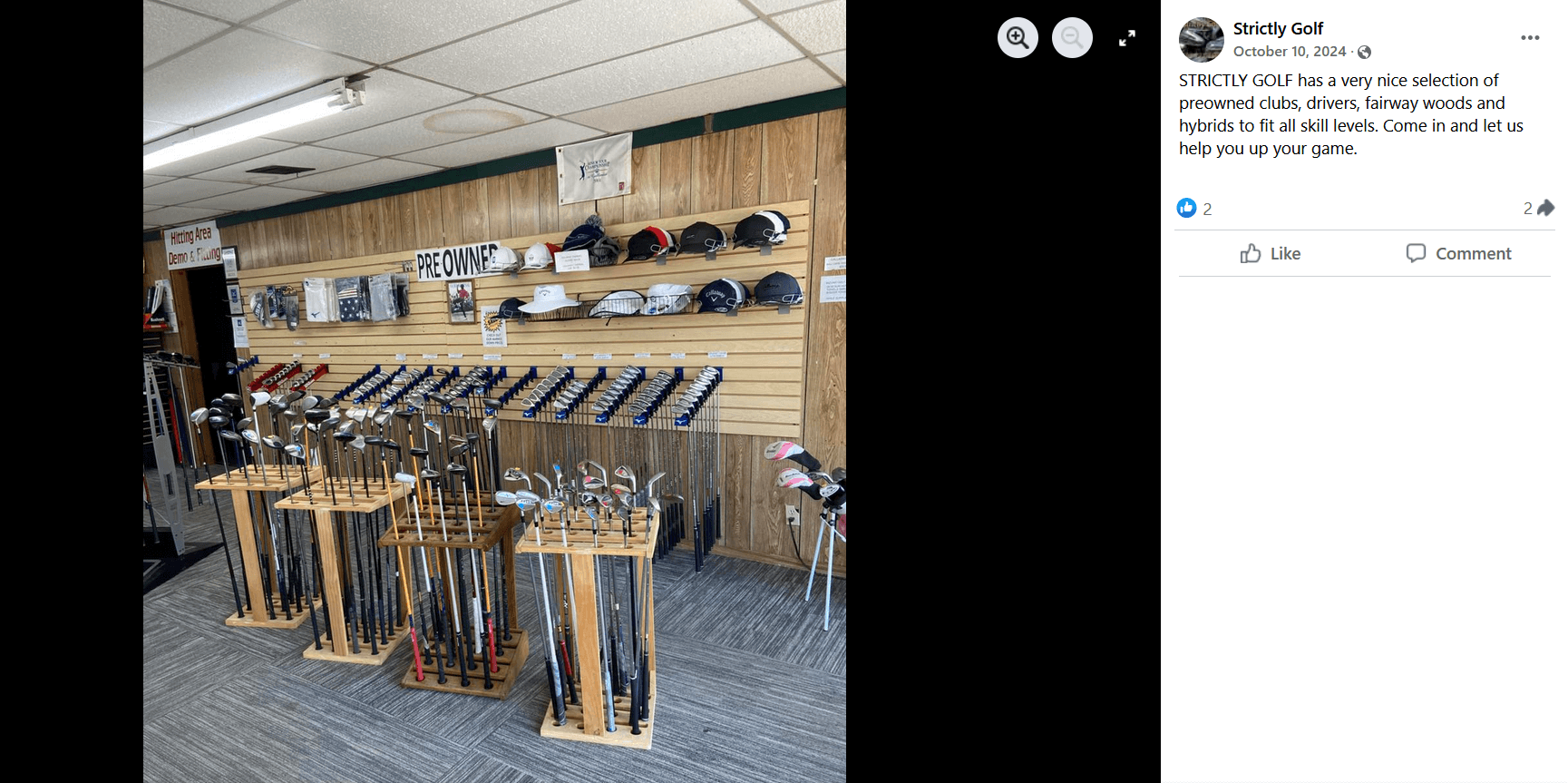 screenshot from Strictly Golf's Facebook page showing the inside of the store