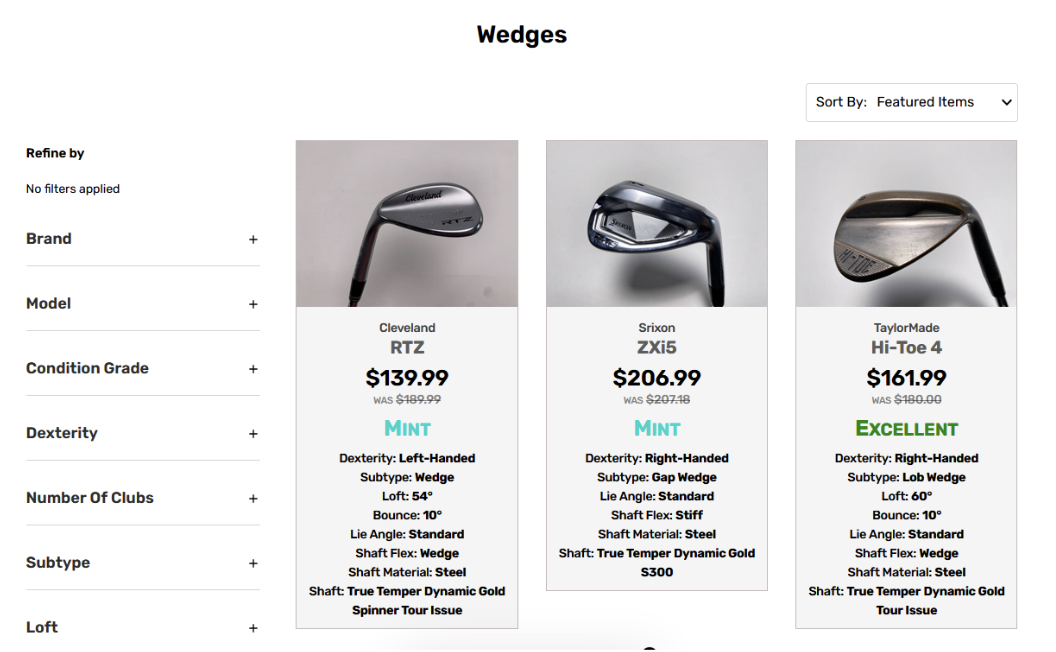 wedges on the stickhawk used golf clubs online store