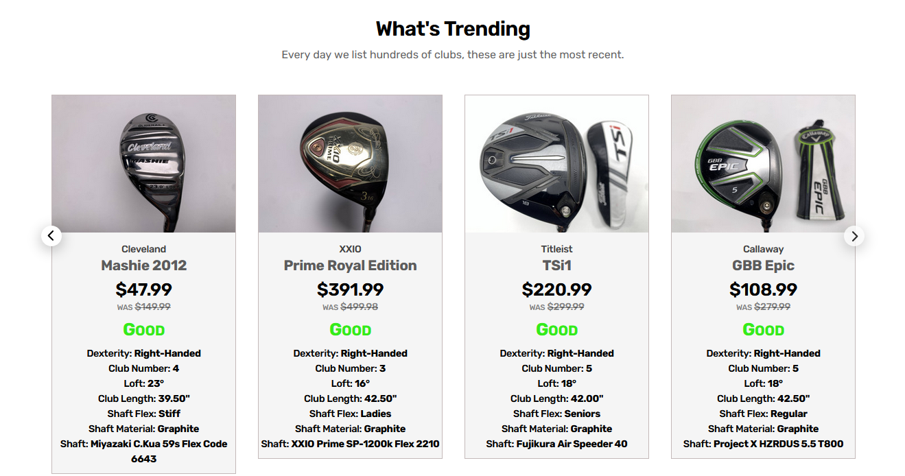 what's trending section from the Stickhawk website