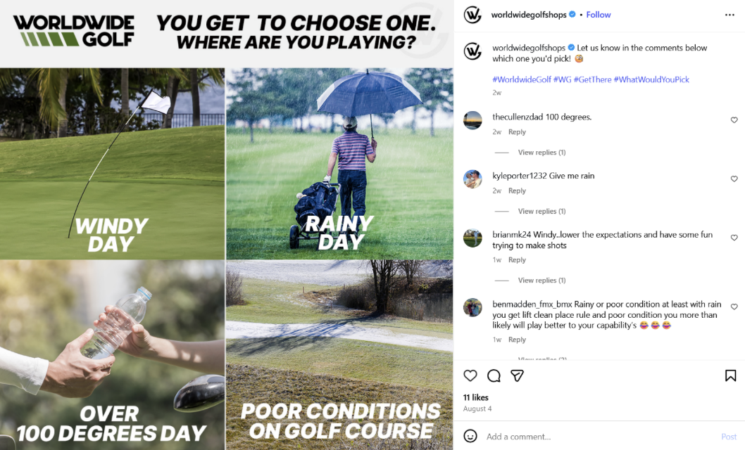 Worldwide Golf social media